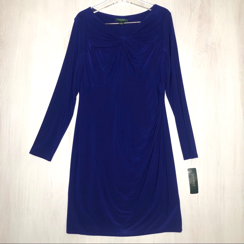 Lauren Ralph Lauren Long Sleeve Knot Front Dress.